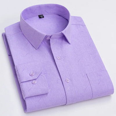 2023 Mans Iron Free Easy Care Coffee Homme ar garām piedurknēm Vīriešu apģērbs Balts Darba biroja krekli