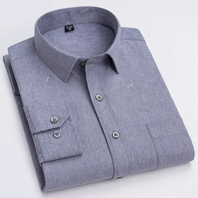 2023 Mans Iron Free Easy Care Coffee Homme ar garām piedurknēm Vīriešu apģērbs Balts Darba biroja krekli