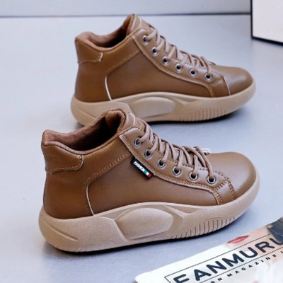 Iepazīstieties ar jauniem, augstas augšdaļas sporta apaviem ar platformu Sieviešu puszābaki, ikdienas modes sieviešu vulkanizētas kokvilnas apavi, melni Mujer Zapatos