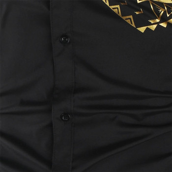 Луксозна златисто черна риза Мъжка нова теснина с дълъг ръкав Camisa Masculina Gold Black Chemise Homme Social Men Club Абитуриентска риза