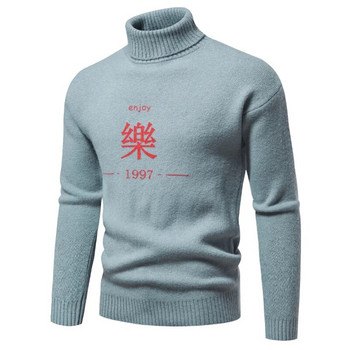 Νέο υψηλής ποιότητας ανδρικό πουλόβερ με ζιβάγκο μόδας Νεανικά Casual ζεστά άνετα πλεκτά μπλουζάκια