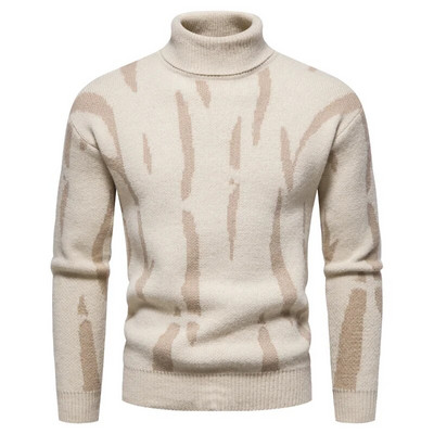 Jauns augstas kvalitātes vīriešu džemperis ar apkakli, modes jaunatnes ikdienas silti, ērti trikotāžas topi