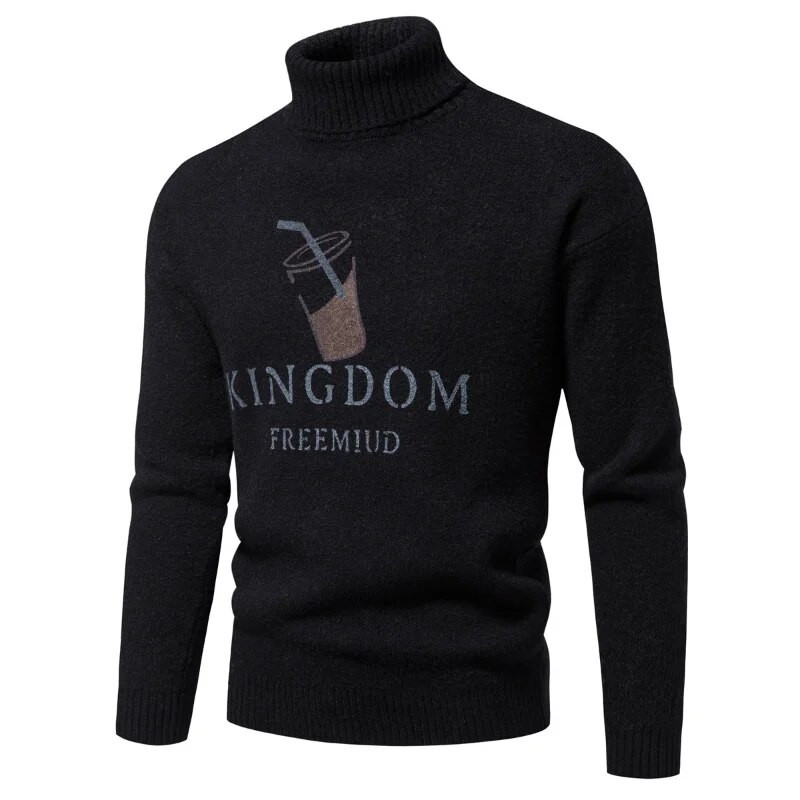 Jauns augstas kvalitātes vīriešu džemperis ar apkakli, modes jaunatnes ikdienas silti, ērti trikotāžas topi