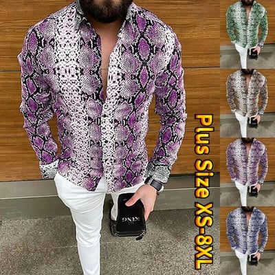 Cămașă cu imprimeu retro pentru bărbați noi Cămașă de lux casual, subțire, cu mâneci lungi, florale, XS-8XL