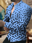 Krekls Vīriešu uzvalks Atloks Ģeometrisks kvadrātveida pleds āra ikdienišķs ar garām piedurknēm pogas apdruka Apģērbi Dizainers Ikdienišķi un ērti