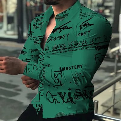 Vyriški marškiniai Madingi Kasdieniai Balta Juoda Kasdieniai Sportiniai Angliškos raidės Minkšti Patogūs Atvartai Pavasaris Vasara 2023 Naujas Karštas Išpardavimas XL