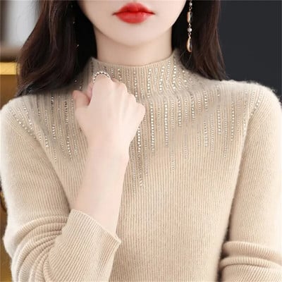 2023 Νέο γυναικείο πουλόβερ Κασμίρ ζιβάγκο Πλεκτό πουλόβερ με μακρυμάνικο πουλόβερ Κορεατική μόδα Μαλακό γυναικείο μπλουζάκι