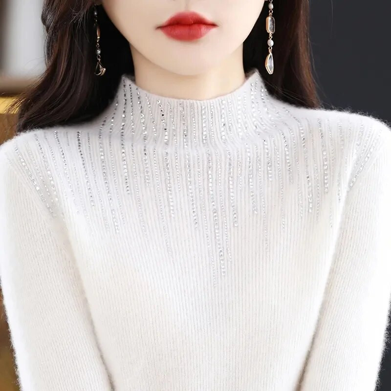 2023 Νέο γυναικείο πουλόβερ Κασμίρ ζιβάγκο Πλεκτό πουλόβερ με μακρυμάνικο πουλόβερ Κορεατική μόδα Μαλακό γυναικείο μπλουζάκι