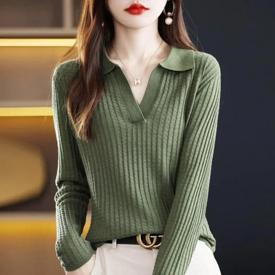 Μόδα Γυναικεία Πουλόβερ 2023 Νέα Πουλόβερ με γυριστό γιακά Casual μασίφ πλεκτό χειμερινό πουλόβερ Γυναικεία πουλόβερ casual τοπ