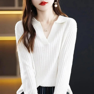 Μόδα Γυναικεία Πουλόβερ 2023 Νέα Πουλόβερ με γυριστό γιακά Casual μασίφ πλεκτό χειμερινό πουλόβερ Γυναικεία πουλόβερ casual τοπ