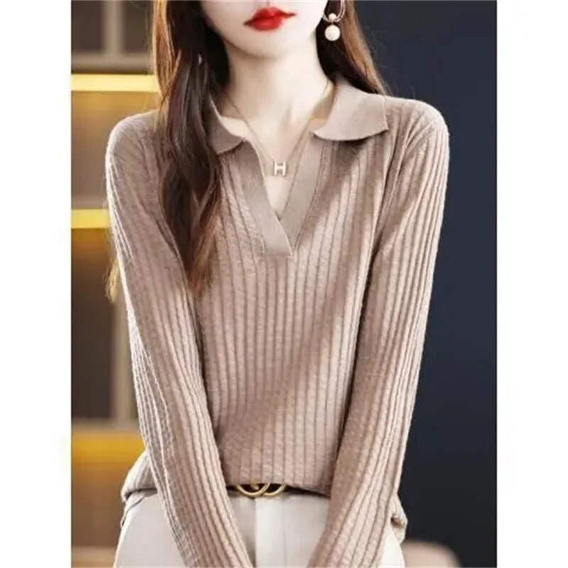 Μόδα Γυναικεία Πουλόβερ 2023 Νέα Πουλόβερ με γυριστό γιακά Casual μασίφ πλεκτό χειμερινό πουλόβερ Γυναικεία πουλόβερ casual τοπ