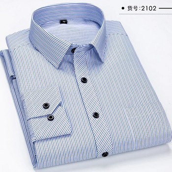 Модни горещи разпродажби Мъжки ризи с дълъг ръкав Млади мъжки дрехи Бизнес ризи Ежедневни универсални карирани ризи с яка на райе 1202