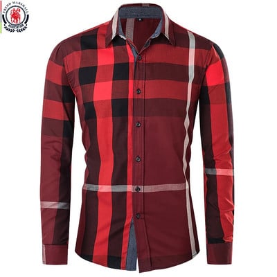 Fredd Marshall 2023 Summer New Fashion Random καρό πουκάμισο μακρυμάνικο ανδρικό πουκάμισο με κουμπιά κοινωνικό φόρεμα Ανδρικά ρούχα