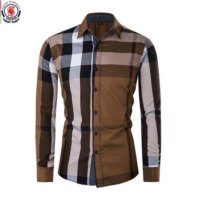 Fredd Marshall 2023 Summer New Fashion Random καρό πουκάμισο μακρυμάνικο ανδρικό πουκάμισο με κουμπιά κοινωνικό φόρεμα Ανδρικά ρούχα