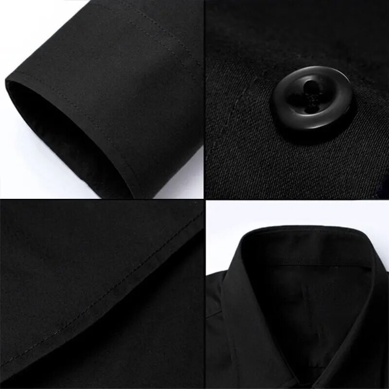 Four Seasons vīriešu vienkrāsains, vienkāršs, garām piedurknēm, ikdienišķa uzvalka krekls Slim Fit Modes biznesa lielizmēra sabiedrisks must have