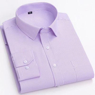 Ανδρικό κλασικό μακρυμάνικο πουκάμισο με στάμπα/ριγέ Basic φόρεμα πουκάμισο μονής τσέπης 65% βαμβάκι Business Standard-fit πουκάμισο γραφείου