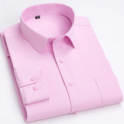 Ανδρικό κλασικό μακρυμάνικο πουκάμισο με στάμπα/ριγέ Basic φόρεμα πουκάμισο μονής τσέπης 65% βαμβάκι Business Standard-fit πουκάμισο γραφείου