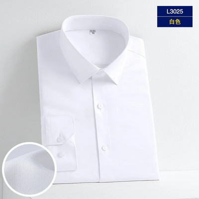 5XL Svinīga kleita Augstas kvalitātes vīriešu krekls ar garām piedurknēm rudens un ziemas tīri balts zīds gluda modes biznesa ikdienas bez gludekļa