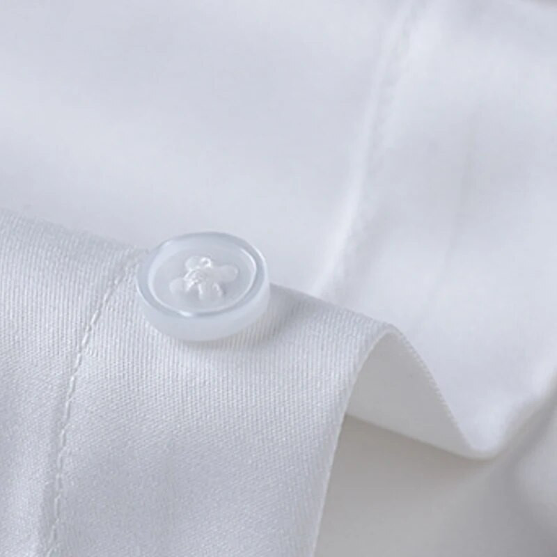 5XL Svinīga kleita Augstas kvalitātes vīriešu krekls ar garām piedurknēm rudens un ziemas tīri balts zīds gluda modes biznesa ikdienas bez gludekļa