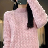 Rudens ziemas trikotāžas džemperi, topi ar apkakli Puloveri Ikdienas džemperi Sieviešu krekls ar garām piedurknēm šaurs džemperis meitenēm