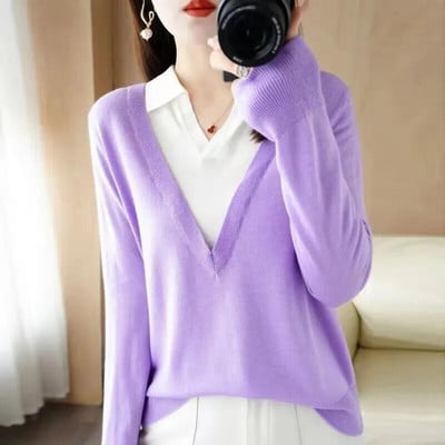 Μάλλινο πουλόβερ κασμίρ Γυναικείο πουλόβερ με ψηλό στοιβαγμένο γιακά μακρυμάνικο χειμωνιάτικο πλεκτό πουλόβερ Ζεστό πουλόβερ υψηλής ποιότητας