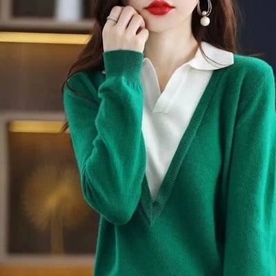 Μάλλινο πουλόβερ κασμίρ Γυναικείο πουλόβερ με ψηλό στοιβαγμένο γιακά μακρυμάνικο χειμωνιάτικο πλεκτό πουλόβερ Ζεστό πουλόβερ υψηλής ποιότητας