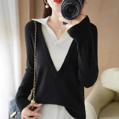 Μάλλινο πουλόβερ κασμίρ Γυναικείο πουλόβερ με ψηλό στοιβαγμένο γιακά μακρυμάνικο χειμωνιάτικο πλεκτό πουλόβερ Ζεστό πουλόβερ υψηλής ποιότητας