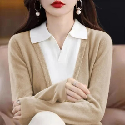 Μάλλινο πουλόβερ κασμίρ Γυναικείο πουλόβερ με ψηλό στοιβαγμένο γιακά μακρυμάνικο χειμωνιάτικο πλεκτό πουλόβερ Ζεστό πουλόβερ υψηλής ποιότητας