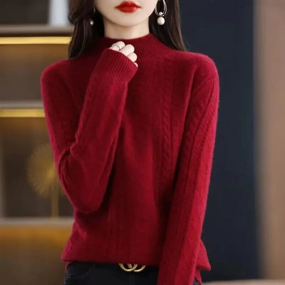 2023. gada jauns pavasara rudens puskakla džemperis, ūdeles kašmira džemperis, sieviešu džemperis, brīvs trikotāžas sieviešu trikotāžas tops