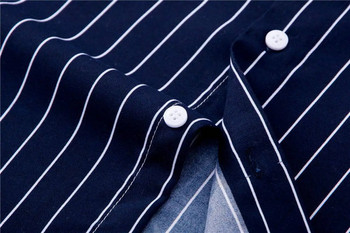 Висококачествена мъжка бизнес ежедневна мъжка риза с копчета с дълги ръкави Класически раирани тънки мъжки социални мъжки ризи Горни дрехи