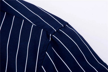 Висококачествена мъжка бизнес ежедневна мъжка риза с копчета с дълги ръкави Класически раирани тънки мъжки социални мъжки ризи Горни дрехи