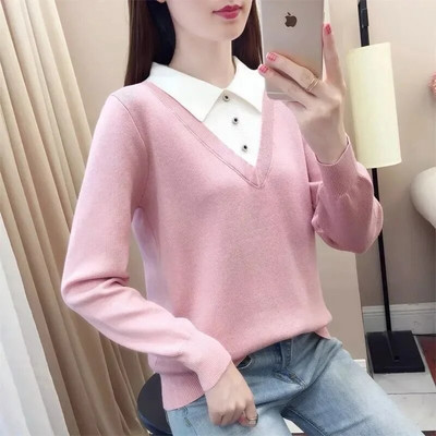 Jauns trikotāžas džemperis ar garām piedurknēm apakšā krekls Slim džemperi rudens ziemas mīkstas blūzes džemperi sievietēm 2023. g.