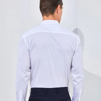 Мъжка бяла риза с дълъг ръкав от бамбукови влакна, стандартна форма, официални бизнес социални обувки плюс голям размер 8XL 7XL 6XL 5XL