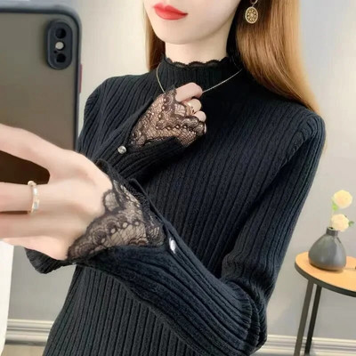 Rudens ziemas biezs trikotāžas sieviešu džemperis Modes korejiešu džemperis ar garām piedurknēm Harajuku All Match silts džemperis