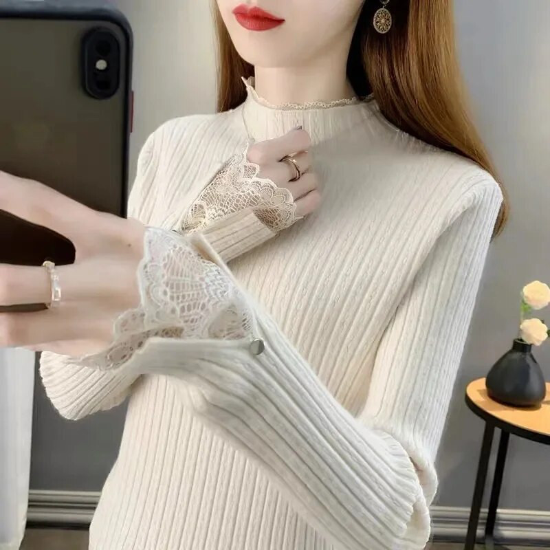 Rudens ziemas biezs trikotāžas sieviešu džemperis Modes korejiešu džemperis ar garām piedurknēm Harajuku All Match silts džemperis