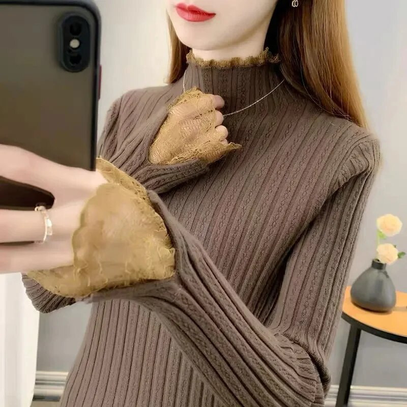 Rudens ziemas biezs trikotāžas sieviešu džemperis Modes korejiešu džemperis ar garām piedurknēm Harajuku All Match silts džemperis