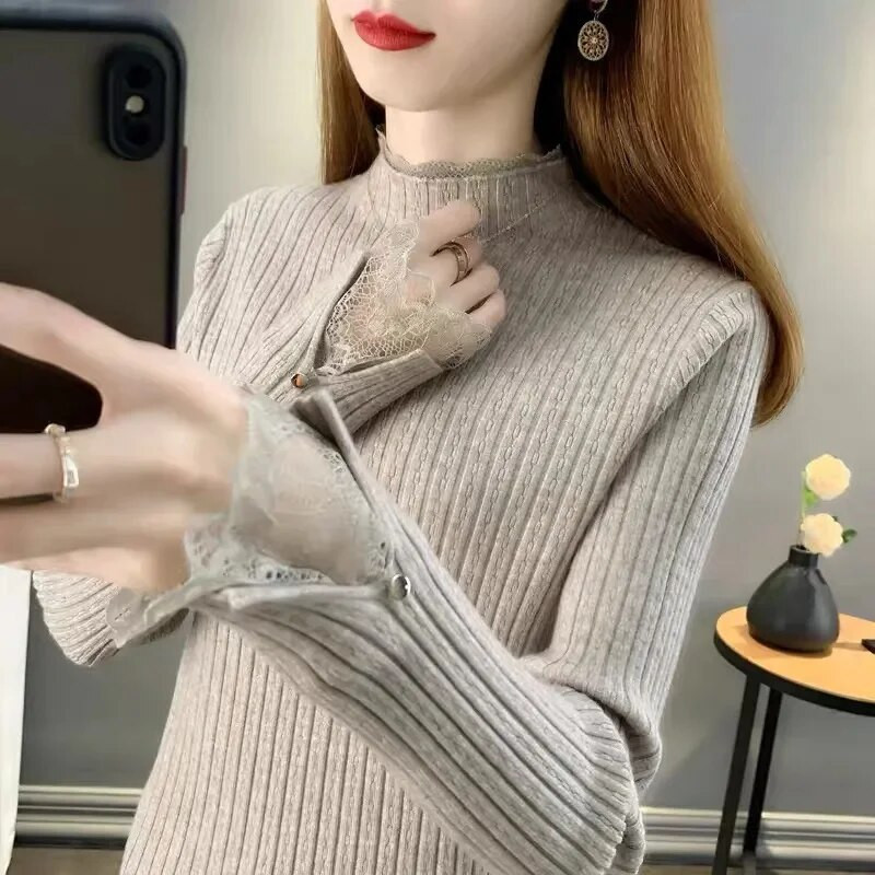 Rudens ziemas biezs trikotāžas sieviešu džemperis Modes korejiešu džemperis ar garām piedurknēm Harajuku All Match silts džemperis
