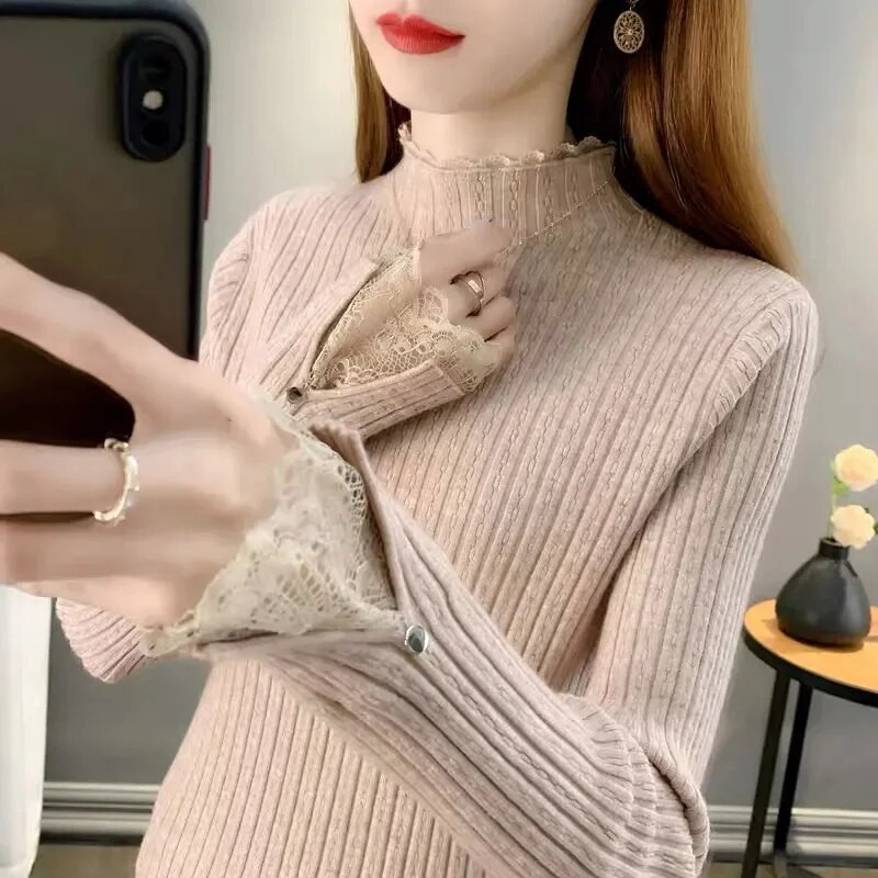 Rudens ziemas biezs trikotāžas sieviešu džemperis Modes korejiešu džemperis ar garām piedurknēm Harajuku All Match silts džemperis