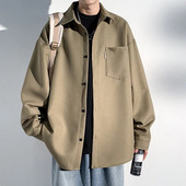 Rudens jauni krekli Modes izskatīgs, moderns krekls vīrietis ar garām piedurknēm ar vienkāršu atloku vīriešu blūze, brīva All Match ikdienas topi jaka vīriešiem