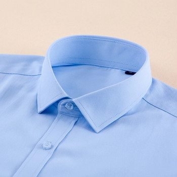 2022 Мъжки класически ризи с дълъг ръкав, едноцветни основни рокли, официални бизнес офис социални ризи с един кръпка