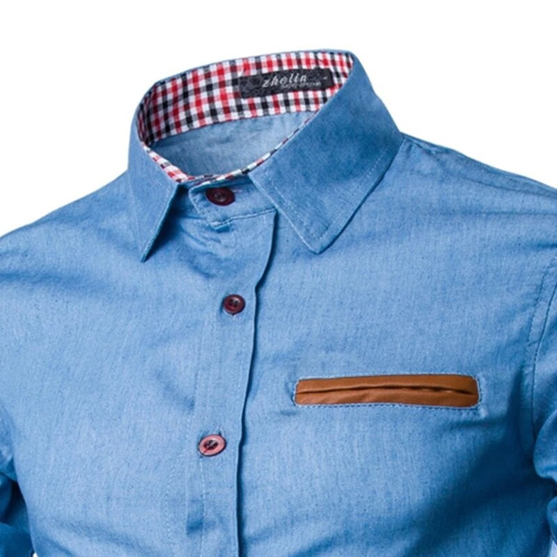 Férfi farmer ingek 2022 hosszú ujjú férfi ruha ing divat karcsú stílus sötétkék farmer Férfi ing hosszú ujjú férfi ing