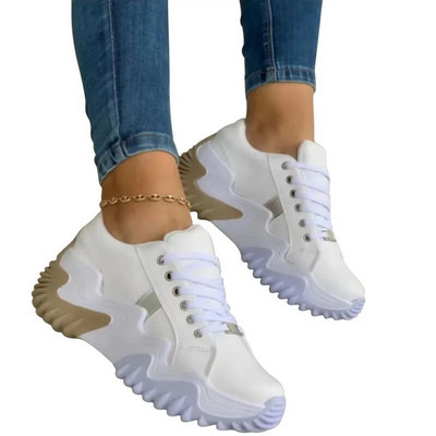 2023. g. Jauni elpojoši vulkanizēti apavi sieviešu ikdienas sporta apavi ar platformu vasarā ar biezu šņorīti, liela izmēra audekla ikdienas apavi