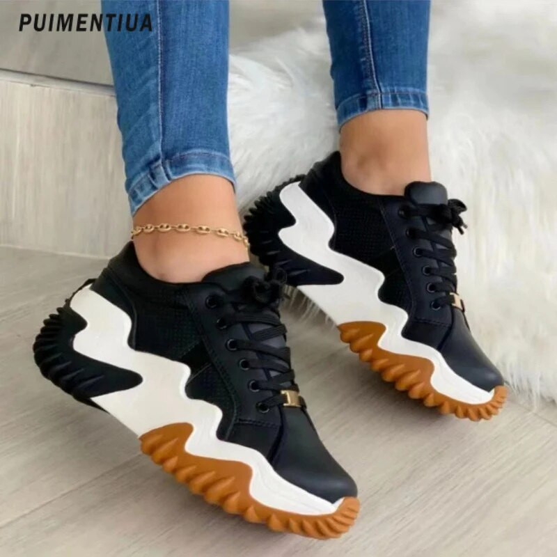 2023. g. Jauni elpojoši vulkanizēti apavi sieviešu ikdienas sporta apavi ar platformu vasarā ar biezu šņorīti, liela izmēra audekla ikdienas apavi