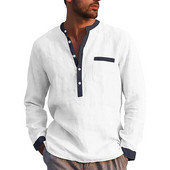 Félgombos Henley-ing Férfi Alkalmi Egyszerű, Kényelmes Egyszínű galléros ing felső európai amerikai stílusú vintage retro