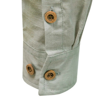 Ανδρικά πουκάμισα Casual μονόχρωμα όρθια γιακά με μισό κουμπί Henley-Shirt Slim μακρυμάνικο πουκάμισο Slim Fit European American Style