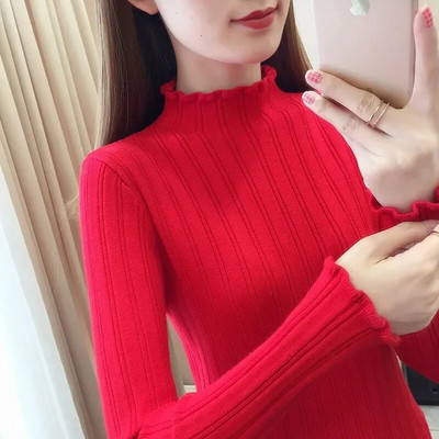 Jauns bruņurupuču kašmira džemperis Sieviešu ikdienas paragrāfs Ziedu apkakle ar garām piedurknēm Džemperis Vienkrāsains džemperis džemperis