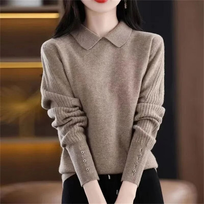 Casual γυναικείο πουλόβερ 2023 Φθινόπωρο, Χειμώνας Ζεστό Βασικό Μπλουζάκι με μακρυμάνικο κορεάτικο πλεκτό πουλόβερ