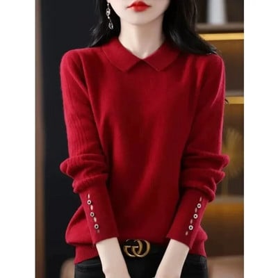 Casual γυναικείο πουλόβερ 2023 Φθινόπωρο, Χειμώνας Ζεστό Βασικό Μπλουζάκι με μακρυμάνικο κορεάτικο πλεκτό πουλόβερ