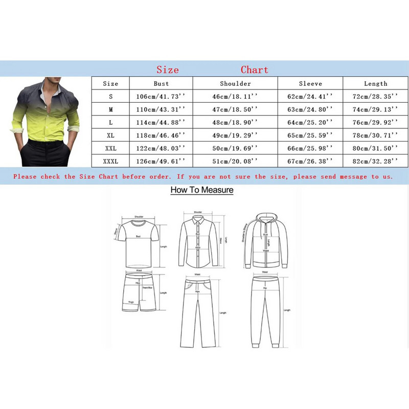 Vintage gradients krekls ar garām piedurknēm Vīriešu vasaras ikdienas topi Masīvi stāvoša apkakle Enerģiski oranži krekli Vīriešu apģērbi Ielu apģērbi