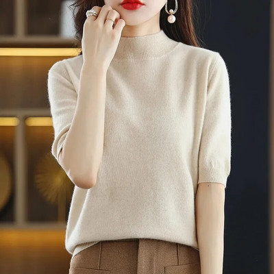 2023. gada jauns sieviešu džemperis, izrotāts kakls, biezs, silts pamata pulovers rudens ziemas trikotāžas džemperis, moderns korejiešu krekls ar apakšējo daļu